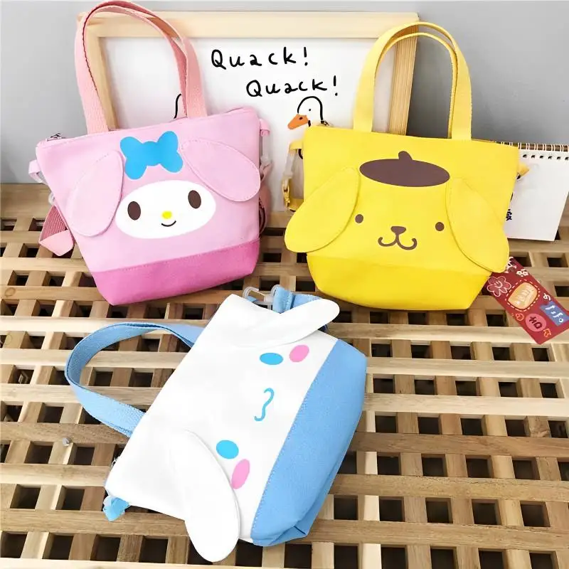 

Sanrio Handbag Cartoon My Melody Kuromi Pompompurin Cinnamoroll Crossbody Bag Kawaii Girl Storage Bag Large Capacity Lunch Bag