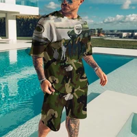 new summer war camouflage t shirt men 3d printed tracksuit tshirt shorts set o neck oversize tees clothing suits 2 piece set