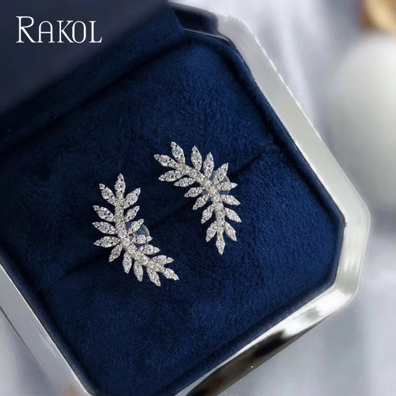 

Французские винтажные цветочные серьги RAKOL, изысканные Dendritic, циркониевые серьги-гвоздики для женщин, Свадебные обручальные шармы, ювелирные изделия
