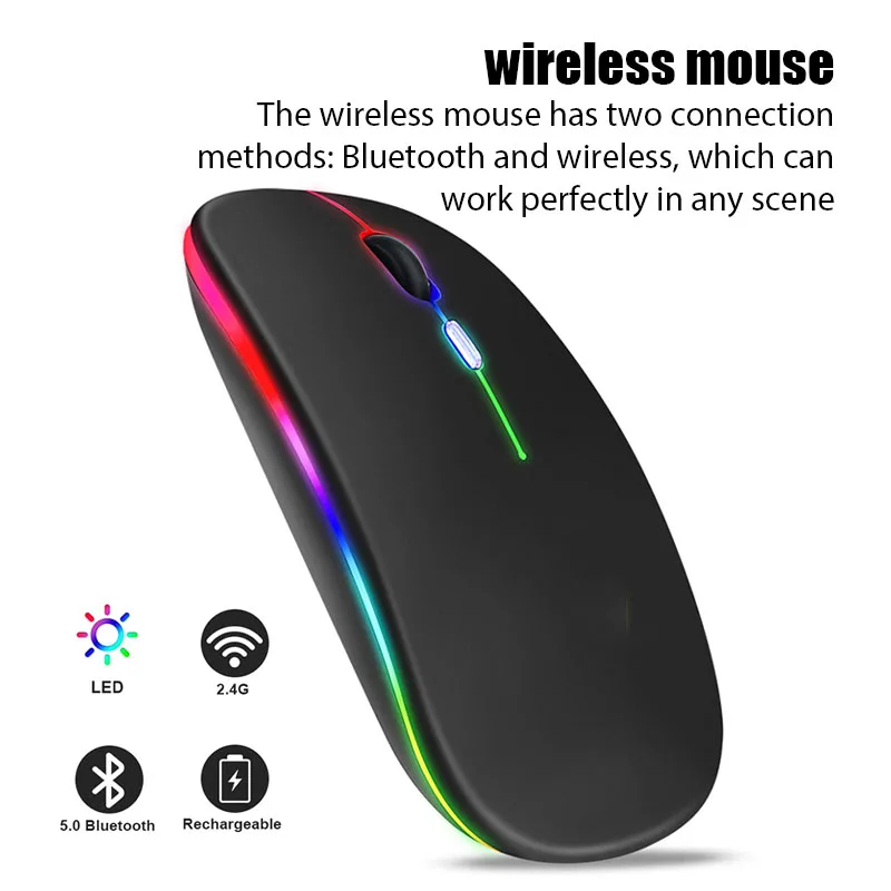 

Беспроводная Bluetooth-мышь с USB-подзарядкой, 2,4 ГГц, 1600DPI