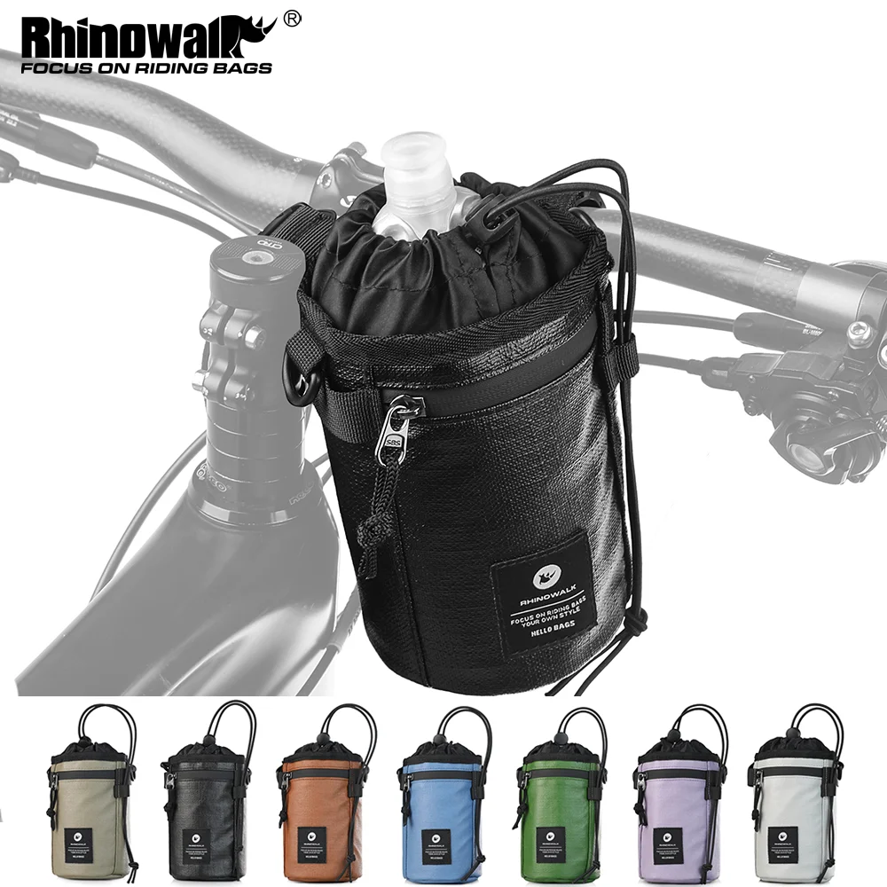 

Rhinowalk Bike Handlebar Stem Bag Cycling Water Bottle Carrier Pouch Riding Insulated Kettle Bag Touring Commuting MTB Pack