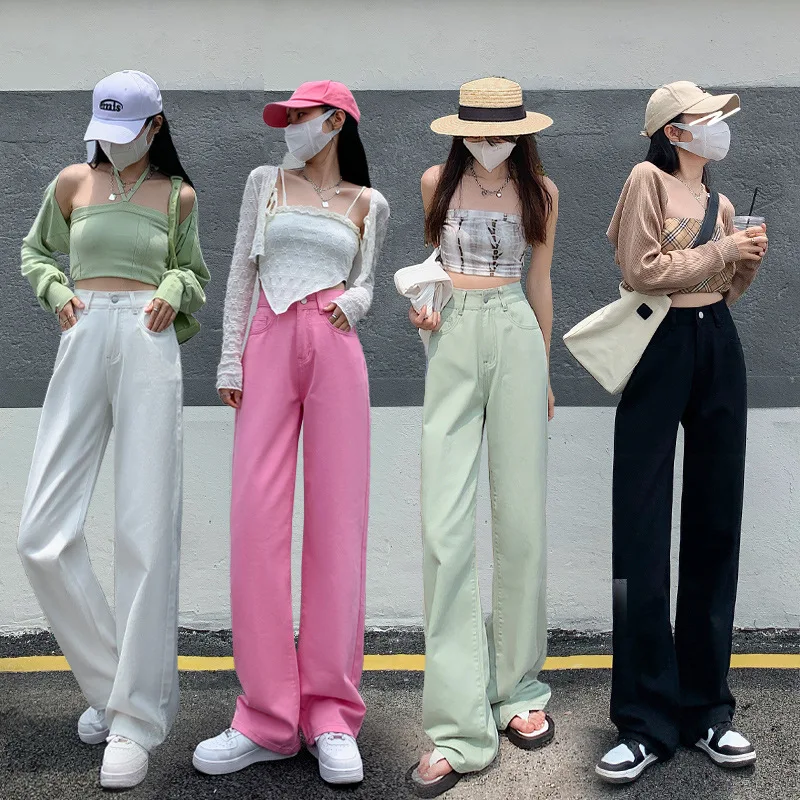 High-waisted Wide Leg Jeans Women 2023 Spring/summer New  Women Clothing Loose Mop Draping Fashion Straight Leg Baggy Jeans