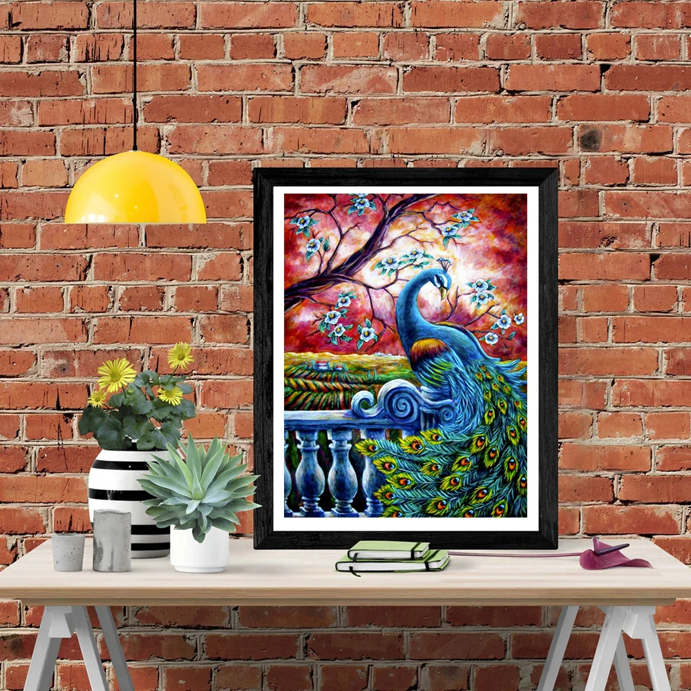 

DIY-5D Diamond Painting The peacock Splicing Set Full Diamond Embroidery Mosaic Picture Closed