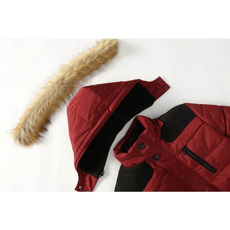 Mens Parkas Cotton-padded Jacket Large Size 5XL 6XL Splicing Hooded Fur Collar Warm Overcoat Autumn Winter Casual Ropa De Hombre