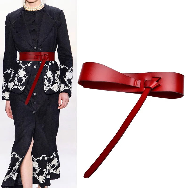 Gothic Retro Y2k Belt for Women Luxury Design Coat Decoration Waist Waistband Fashion Casual Cowhide Leather Girdle Female New