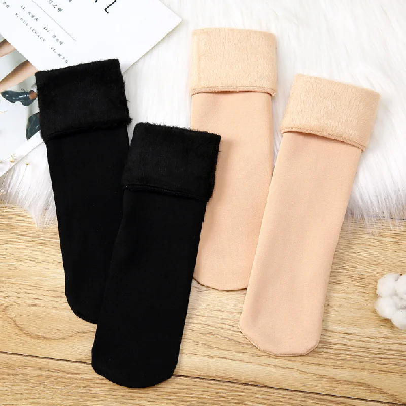 

Winter Fuzzy Socks Thermal Socks For Women Fashion Middle Tube Thickened Plush Snow Indoor Floor Woolen 1pair