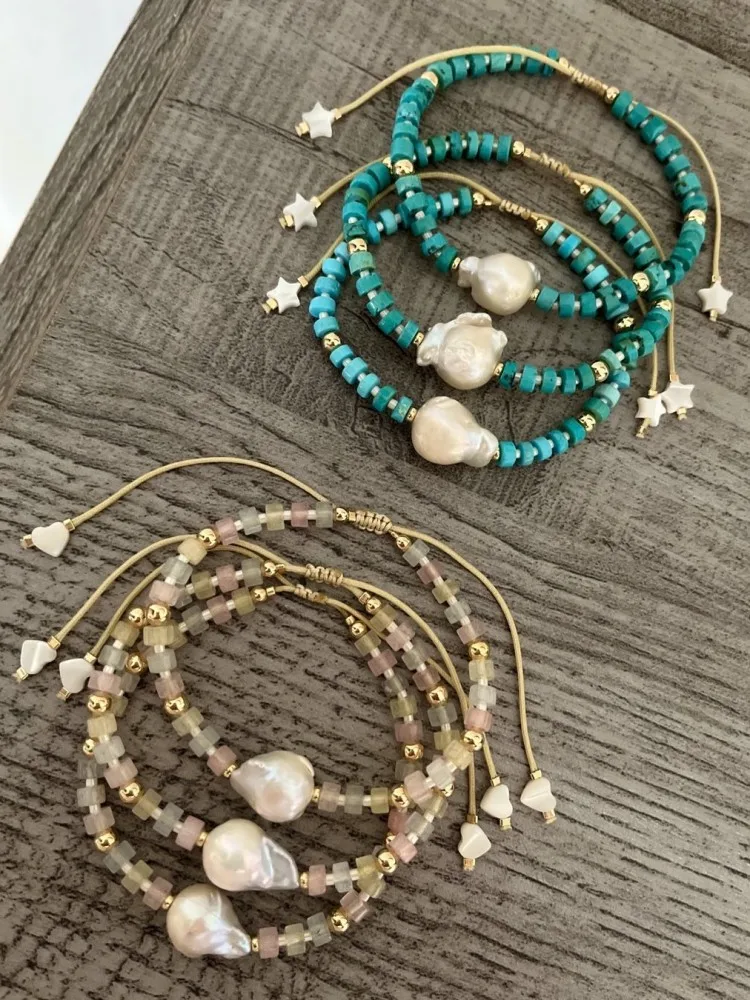

Go2boho Bracelet for Women Gift 2023 New Recycled Pearls Bracelets Jewelry Stone Turquoise Morganite Pulseras Freshwater Pearl