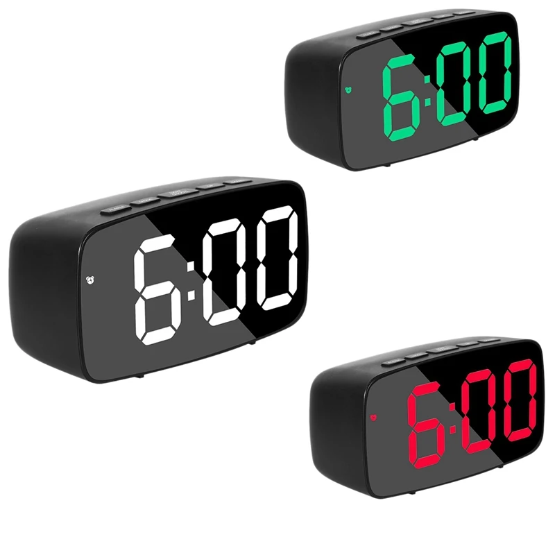 Bedside,led Travel Usb Desk Clock With 12/24h Date Temperature Snooze For Bedroom,black