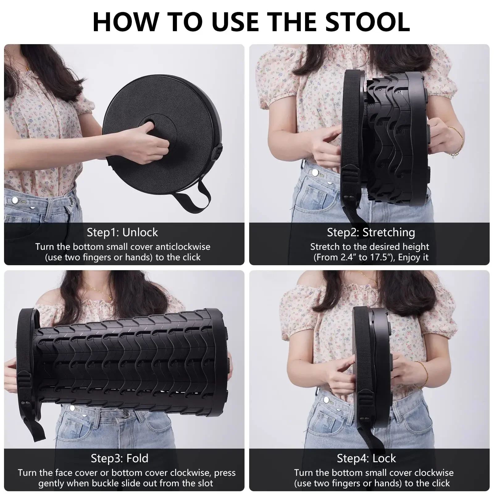 Портативный складной телескопический стул прочный подъемный 400 фунтов для