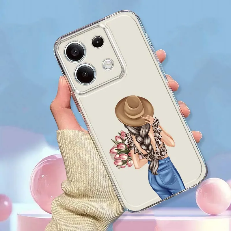 Фото Художественный модный женский чехол для телефона Xiaomi Redmi Note 15 14 13 12 11E 9 9T 8 8T Pro Plus Turbo 5G, модный прозрачный чехол из ТПУ №2
