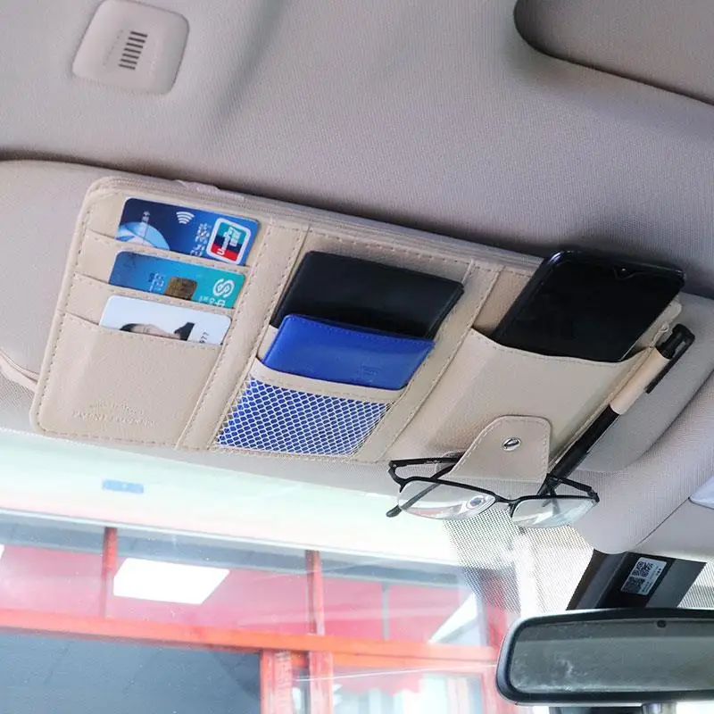

Car Styling Visor Organizer Auto Sun Visor Storage Pouch Car Organizer Sunglasses Holder Card Organizer Ticket Pocket Pen Holder