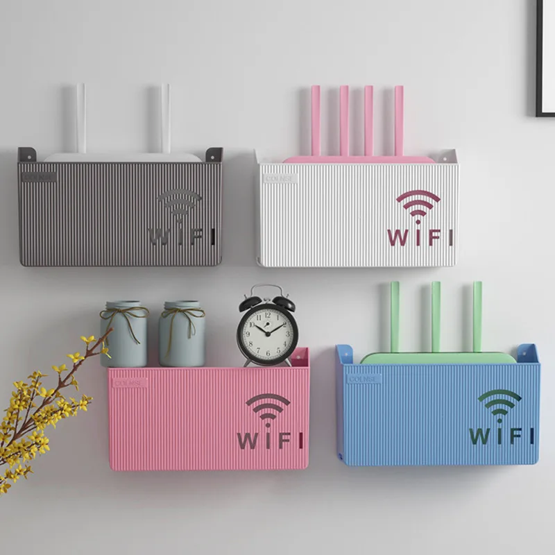 

Wireless Wifi Router Shelf Storage Box Wall Hanging ABS Plastic Organizer Box Cable Power Bracket Organizer Box Home Decor