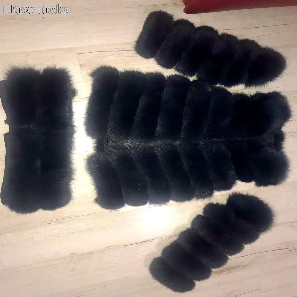 High Quality 4in1 Real Fox Fur Coat Detachable Women Natural Real Fur Jackets Vest Winter New Fashion All-matching Outerwear