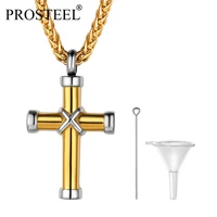 prosteel cross locket pendant cremation christian necklace ashe urn necklace men women memorial keepsake silverblackgold color