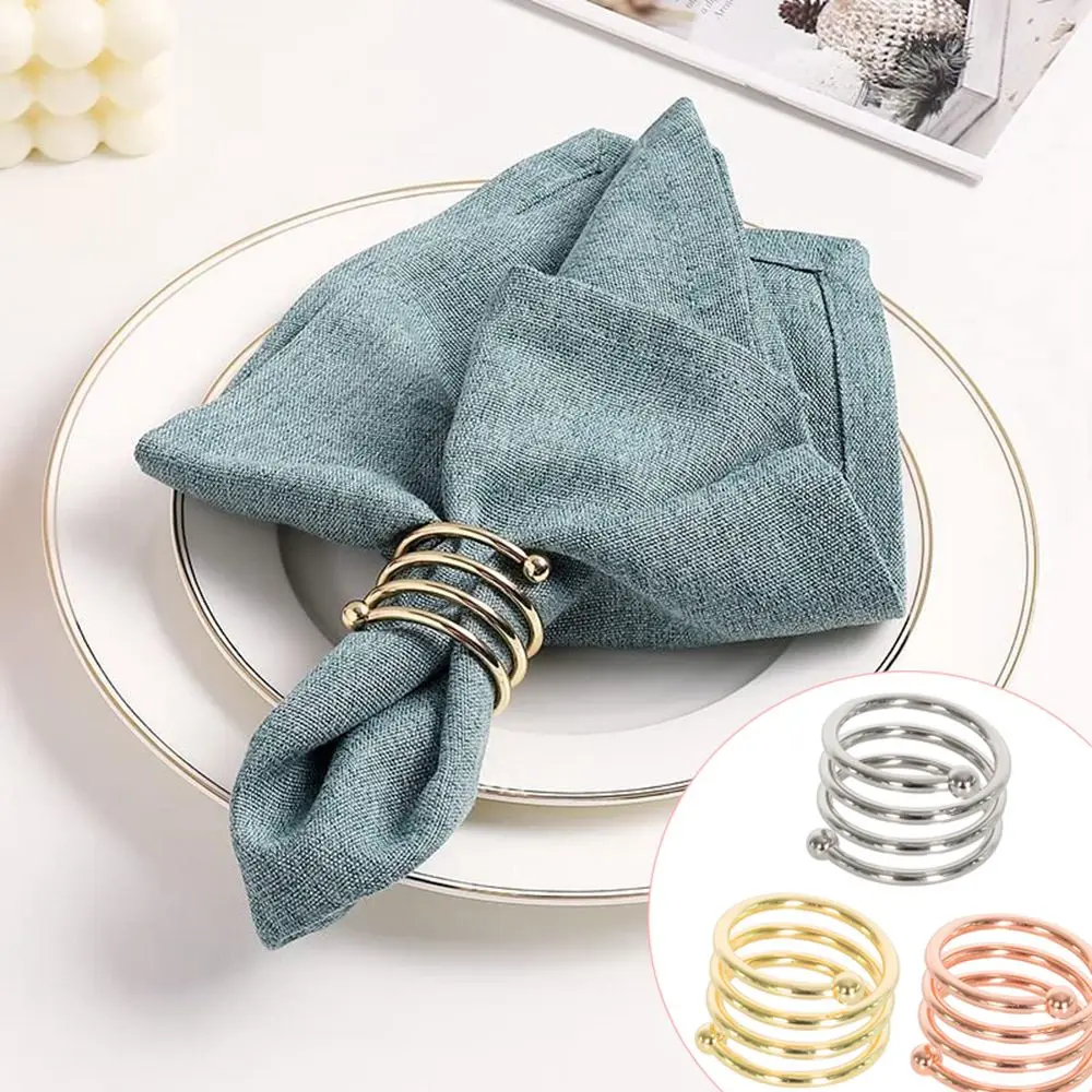 

Table Decoration Dinner Party Metal Napkin Holders Buckles for Wedding Decorations Napkin Rings Spiral Round Pattern