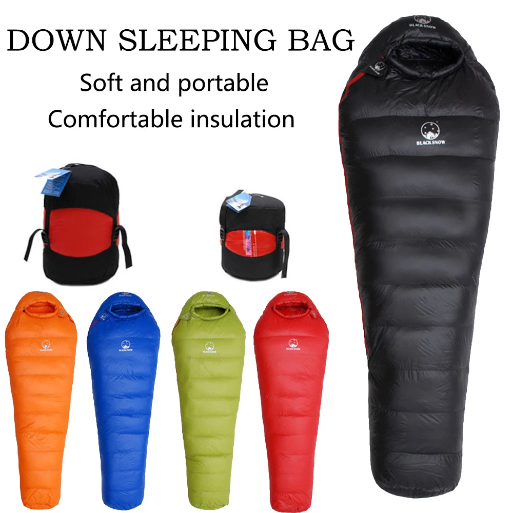 Camping Sleeping Bag Very Warm White Goose Down Adult Mummy Style Sleep Bag 4 Kind of Thickness for Autumn Winter Outdoor Travel