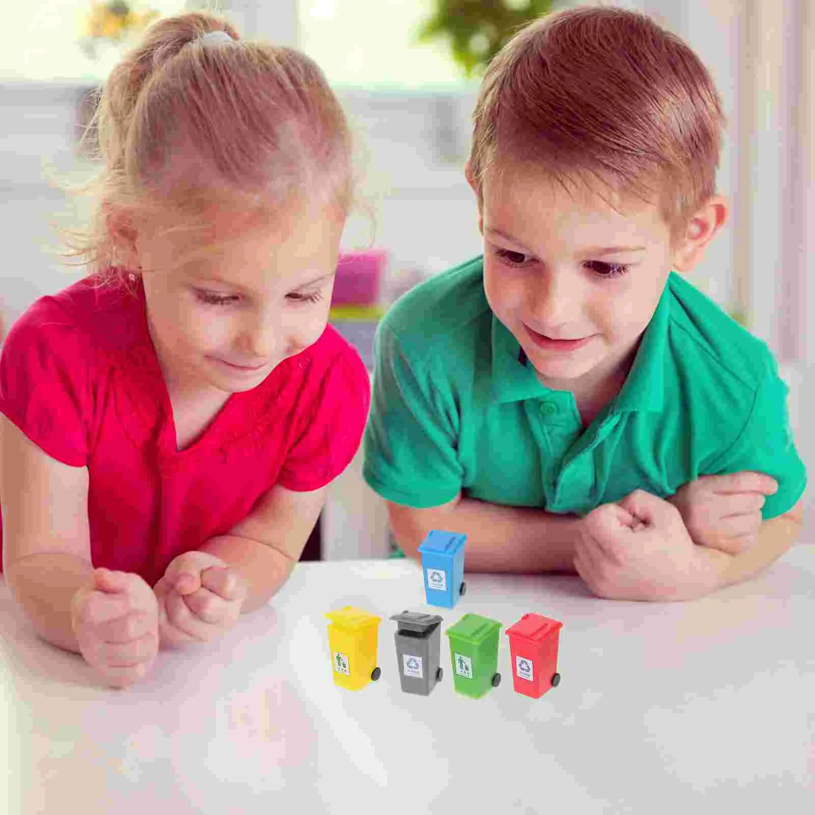 

10 Pcs Mini Trash Can House Garbage Small Model Shape Decor Playset Accessories Sand Table Waste Bin Miniatures Sorting
