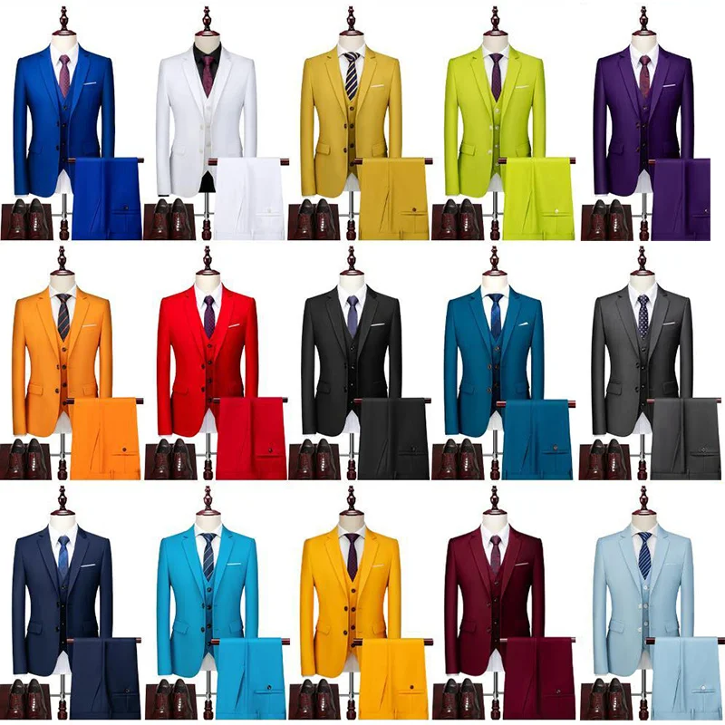 

[Jacket+Pants+Vest] Free Shirts Solid Color Formal Suit Peaky Blinders Cosplay Party Dresses Elegant Men Wedding Suits Groom