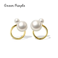 real 925 sterling silver synthetic white pearl earring fashion elegant stud earrings for women wedding statement jewelry ce 1400
