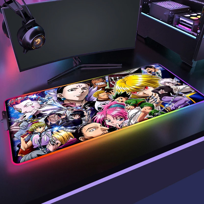 

Hunter X Hunter 900x400mm RGB Gaming Mouse Pad Large LED Lighting Anime Mousepad XXL Gamer Computer Desk Mat Pad Anti-slip Mats