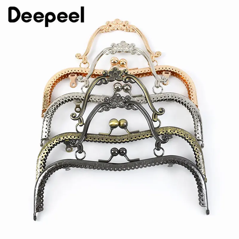 4/10Pcs Deepeel 20.5cm Retro Metal Bag Kiss Clasp Sewing Lock Buckle Purse Frame Handle DIY Hardware Crafts Parts Accessories