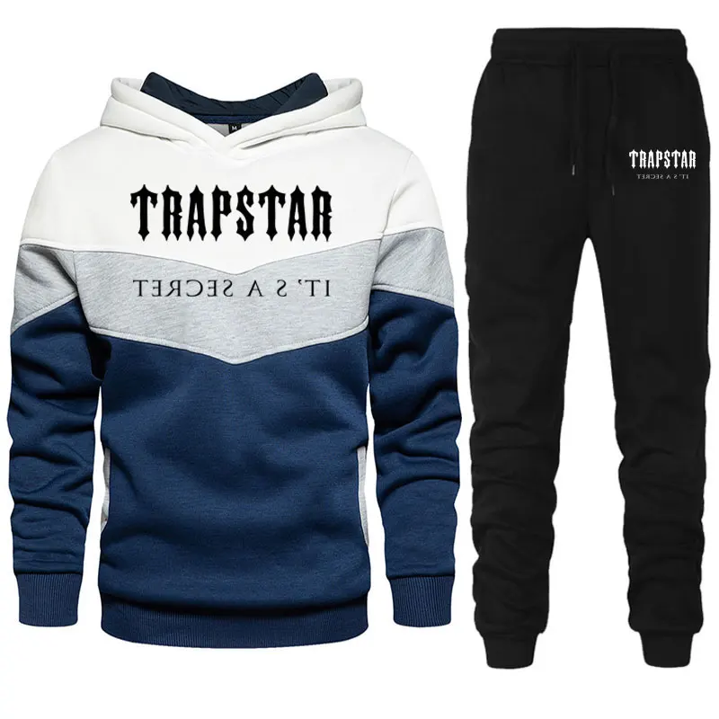 

Men's Tracksuit Trend New Hooded 2 Pieces Set Hoodie Sweatshirt + Sweatpants Sportwear Jogging Outfit Trapstar Man Clothing