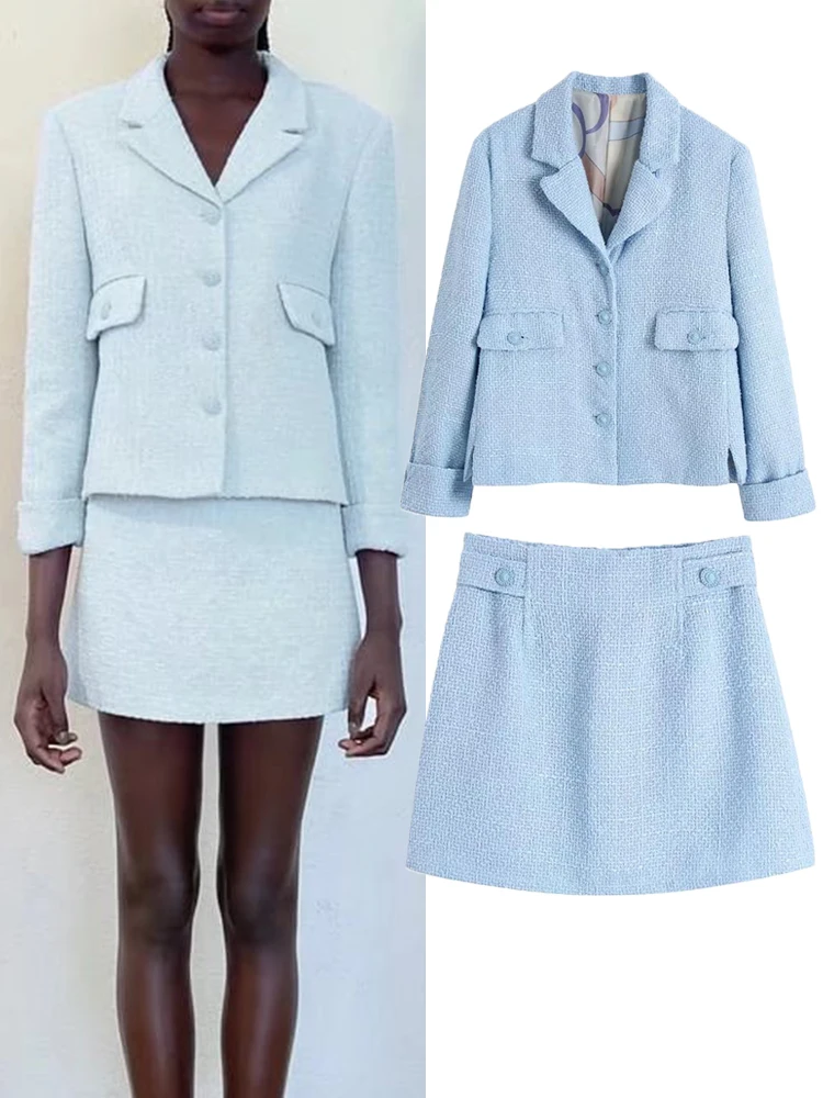 

Весенний костюм для женщин, комплект из 2 предметов, новинка 2022, модная простая облегающая юбка, женские костюмы, элегантный шикарный повсед...