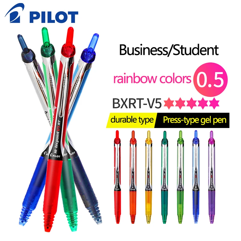 

Japan PILOT Gel Pen BXRT-V5 Push Down Fountain Pen 0.5mm Color Needle Tube Examination Signing Pen for Students School Supplies