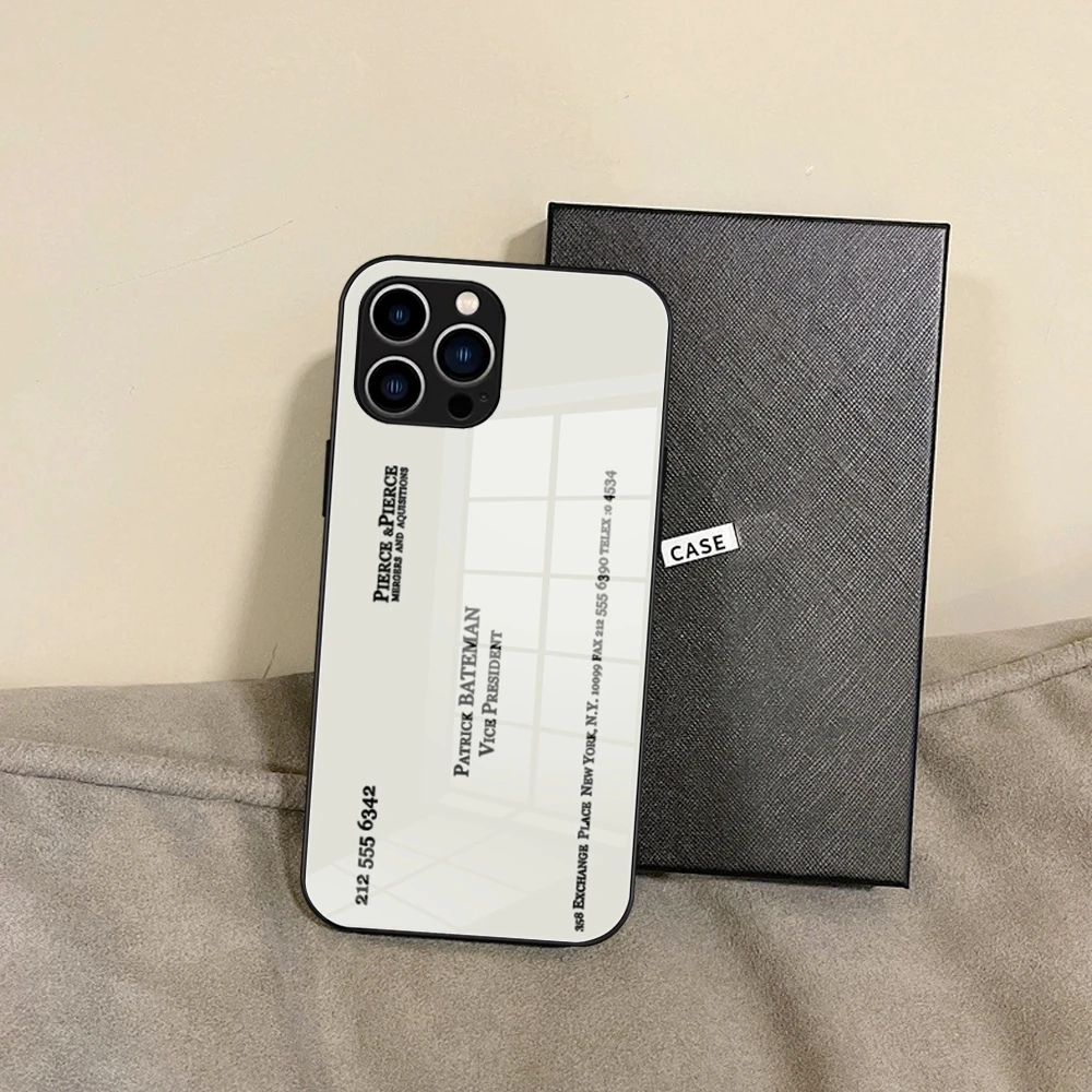 Чехол для бизнес-телефона Патрика Бэтмена из закаленного стекла iPhone 16 Pro max 15 14 13 12