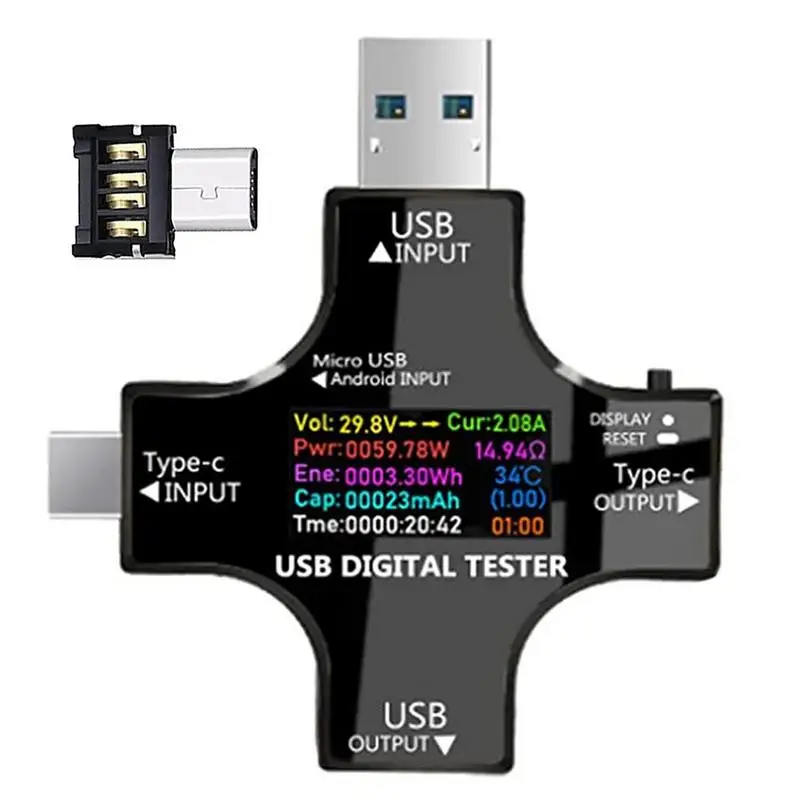 

Tester Portable IPS Color Screen USB Meter Type C Meter For USB Type C Devices And Charger DC3.3-32V/0-5.1A
