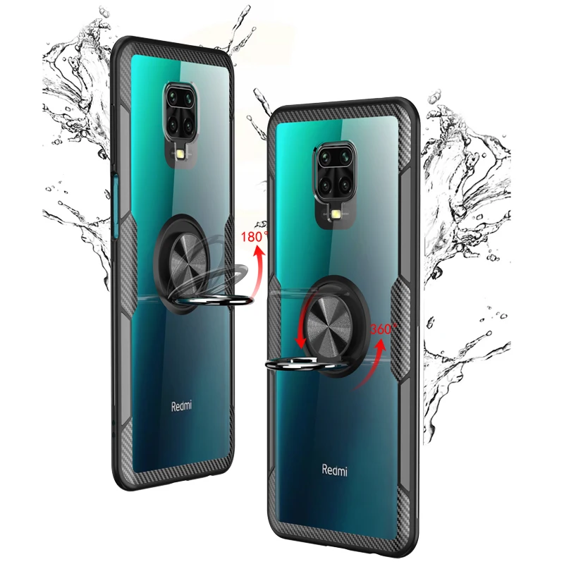 Transparent Magnetic Case For Xiaomi Redmi Note 10 10S 9S 9 Pro Max 8 7 5 9Pro 10Pro Note9 Note10 POCO X3 NFC Ring Holder Covers