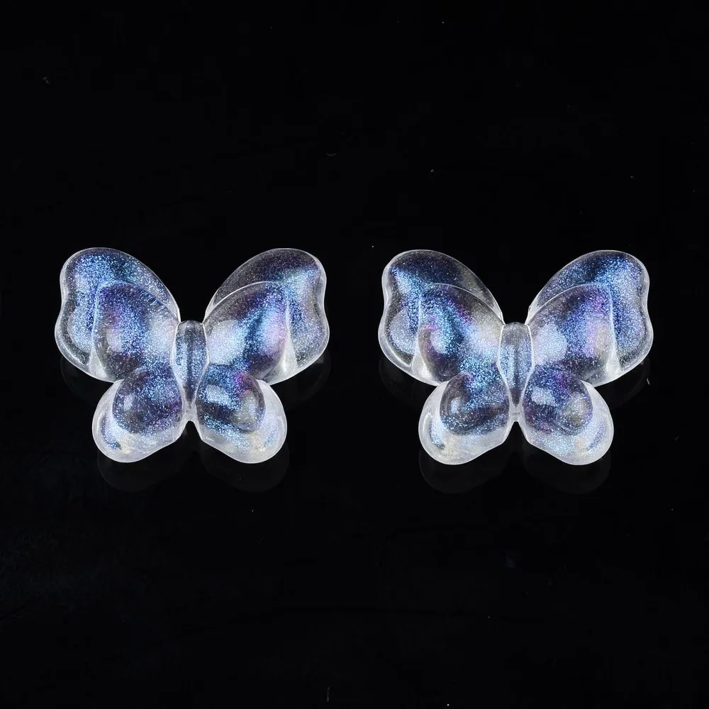 500g Transparent Acrylic Beads Glitter Powder Butterfly Clear 18x21x6.5mm Hole: 1.5mm about 415pcs/500g