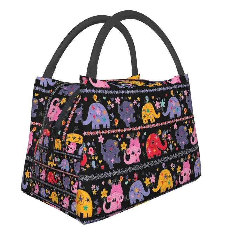 

Cute African Elephant Insulated Lunch Bags for Women Cartoon Portable Cooler Thermal Food Lunch Box Hospital Office