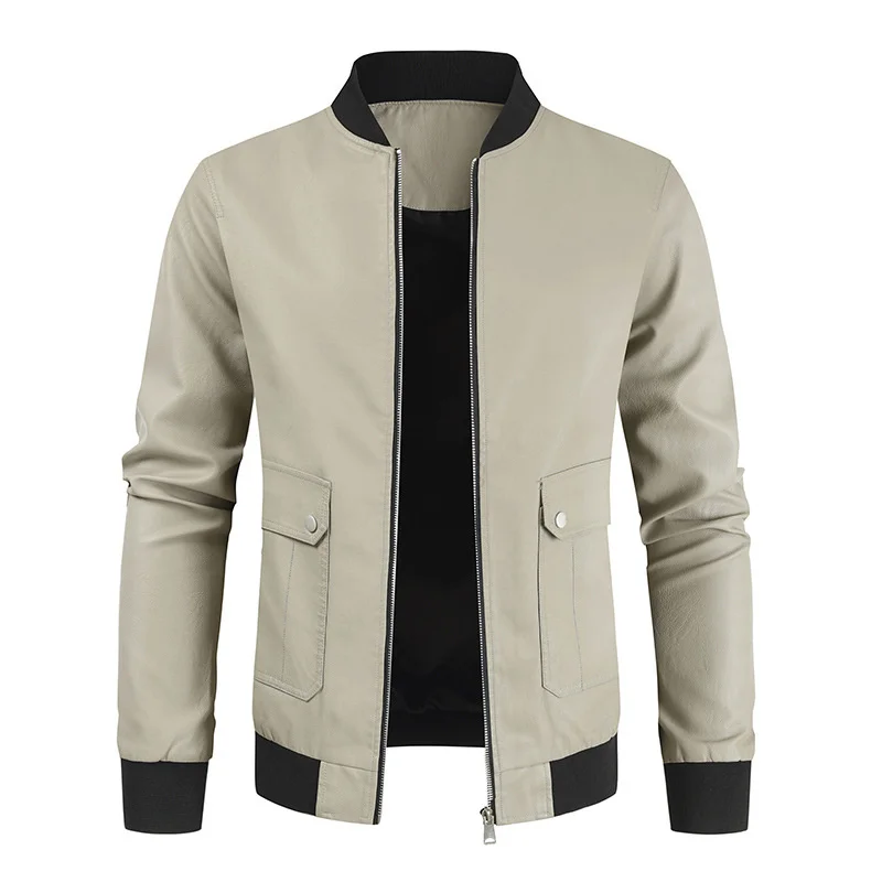 

Autumn Winter Mens Leather Jacket Casual Motorcycle Outerwear Stand Collar Pu Leather Coat Men Fashion Patchwork Zipper Jackets