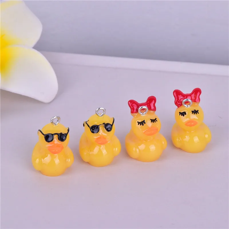 10pcs/pack Yellow Duck Boy and Girl Duck Resin Charms for DIY Earring Jewelry Design Making