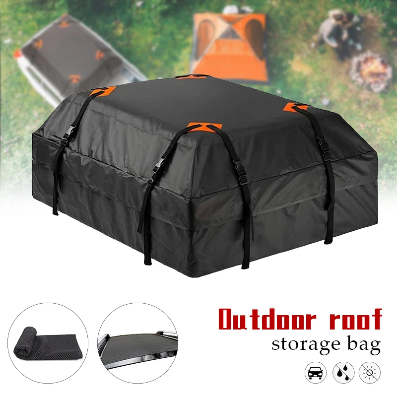 

Car Cargo Roof Bag Rooftop Large 420D Waterproof Luggage Carrier Black Storage Cube Bag Travel SUV Van For Cars 120x90x44cm