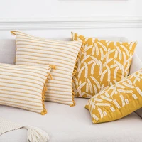 wheat ear embroidery cushion cover nordic cotton linen tassel crochet pillowcase 30x5045x45cm home pillow covers decorative
