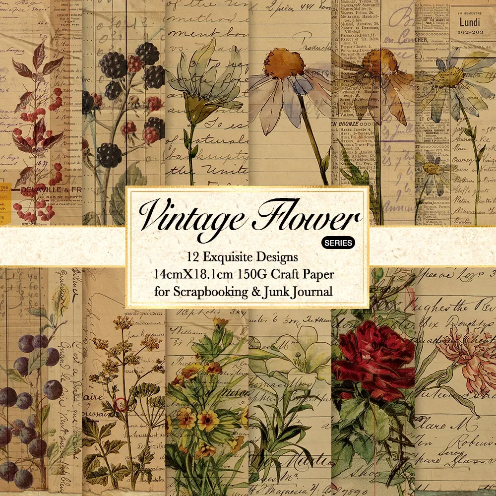 

NEW Sheet Antique Rose Plant Scrapbook Craft Paper Junk Journal Ephemera Album Vintage Flower Scrapbooking Material Paper Packs