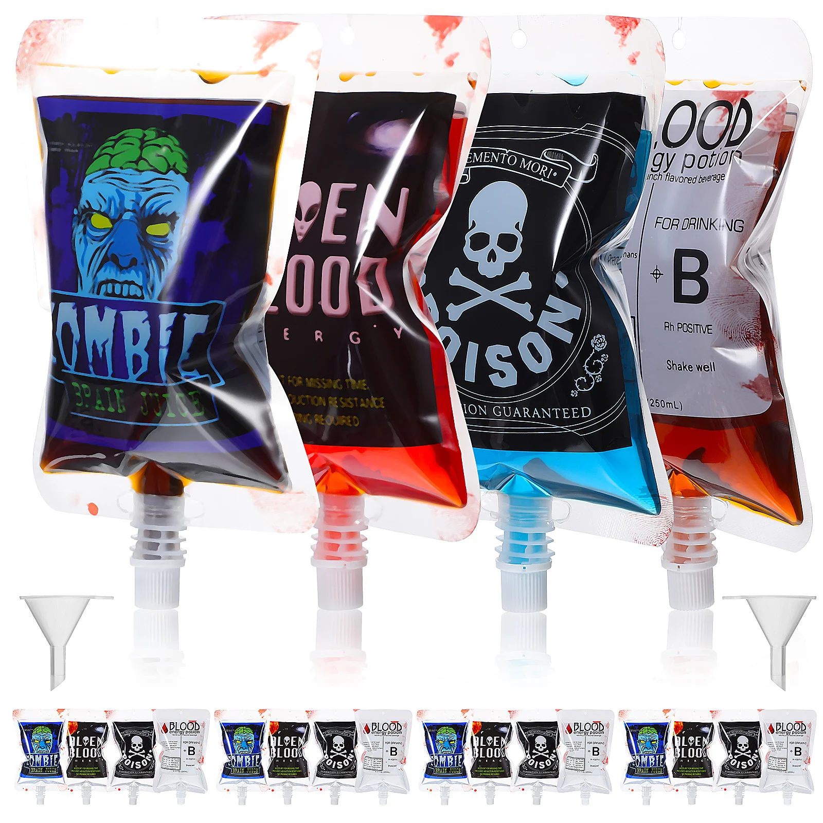 

20 Pcs Blood Pouches Funnel Drink Bags Party Supplies Plastic Festival Halloween Container