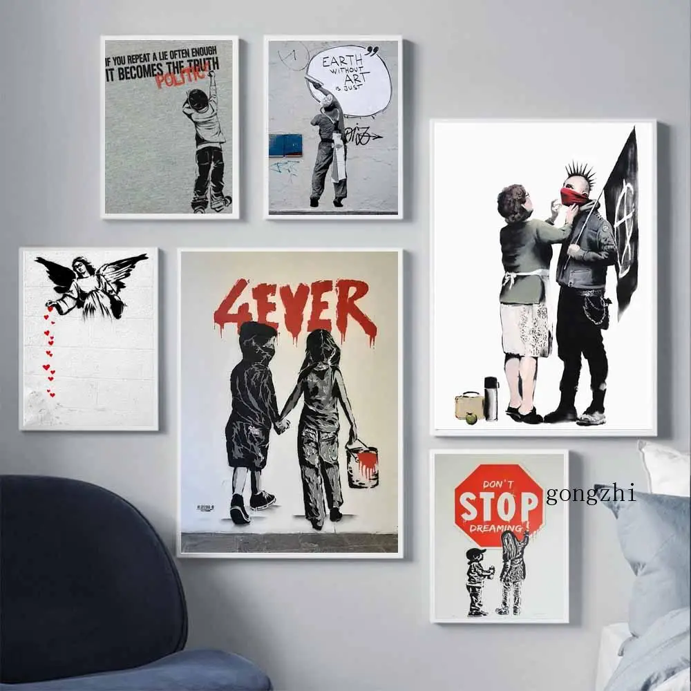 

Street Graffiti Abstract Canvas Painting Nordic Retro Inspirational Quotes Wall Art Posters and Prints Home Decor Living Room