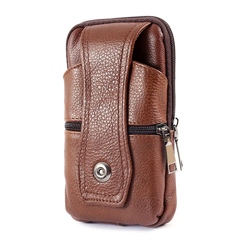 

Retro Leather Men's Waist Bag Fashion Outdoor Leisure Multifunctional New Male's Bags Wear Belt Mobile Phone Box For Man