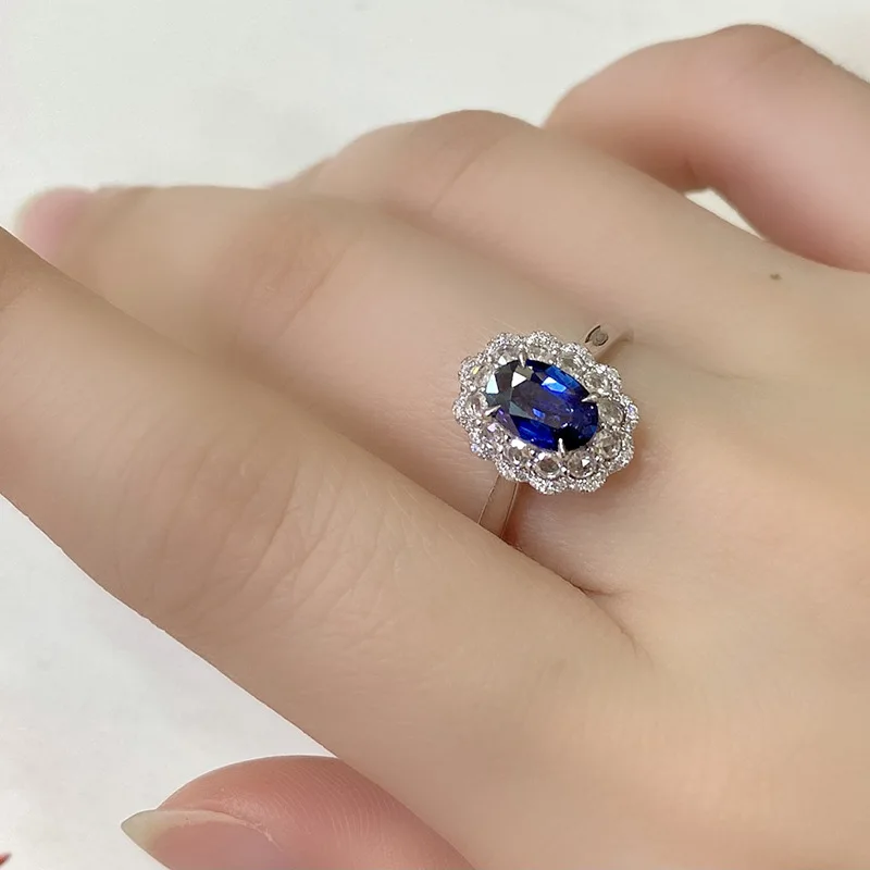 

2021 New 925 Silver Ring Set Anillos De Blue Sapphire Gemstone Bizuteria Genuine 925 Sterling Silver Wedding Sapphire Open Rings