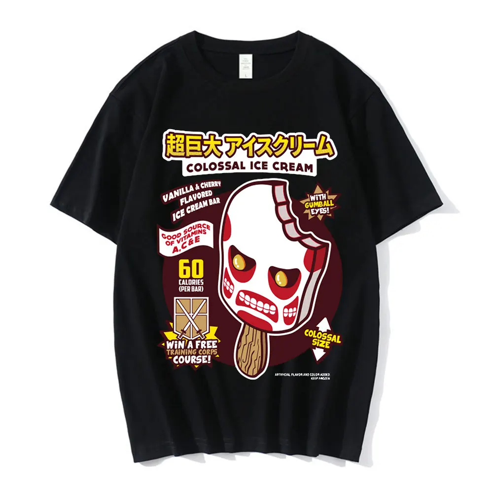 

Anime Attack on Titan Colossal Ice Cream Print T Shirt Harajuku Cartoon Summer Short Sleeve Casual Oversized T Shirts Streetwear