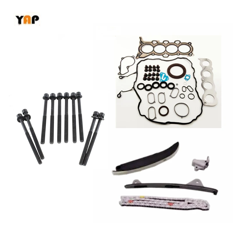 

G4NC Cylinder Head Bolts (10) Timing chain kits Overhaul Gasket Kit Engine Fit For HYUNDAI Kia IX35 G4NC 2.0L 16V 81029900 2432