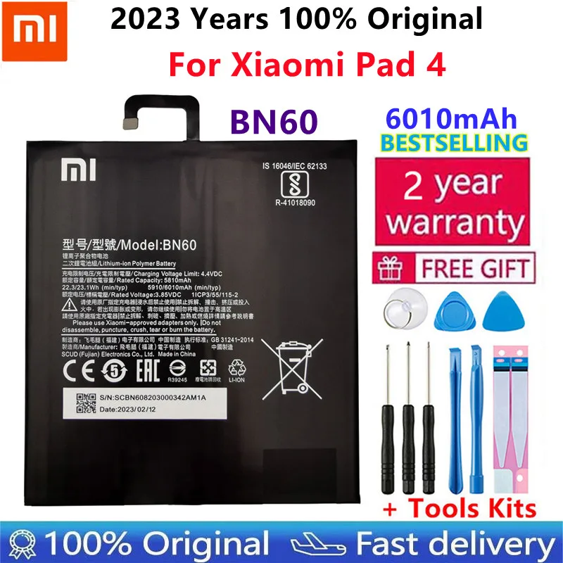 

Xiao Mi New 100% Original BN60 6010mAh For Xiaomi Pad 4 Mipad 4 Mobile Phone In Stock Batteries Batteria With Gift Tools