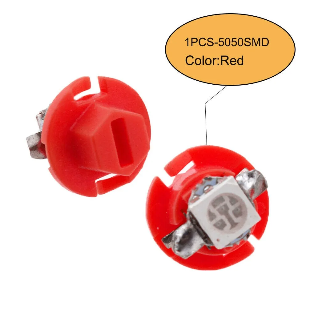 

Red LED Bulbs T5 B8.4D 5050 1 SMD 12mm X 12mm Dashboard Instrument Light