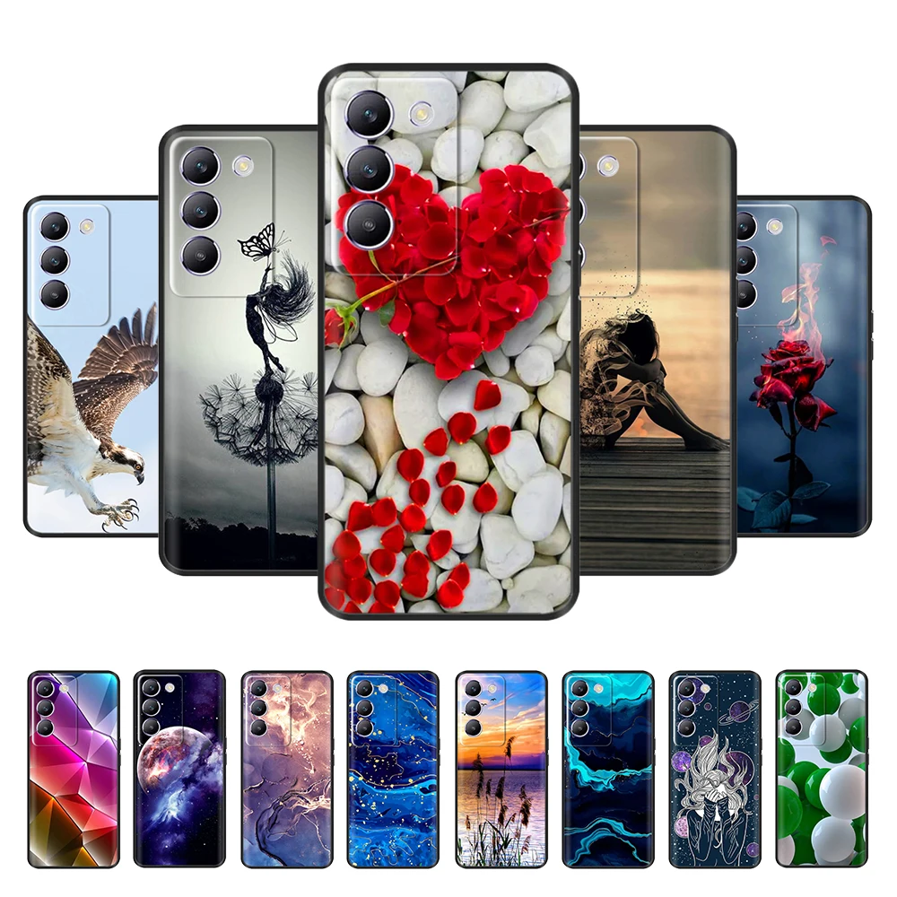 ДЛЯ Vivo V40 SE чехол цветок силиконовый для vivo V30 мягкий телефона из ТПУ V40se защитный
