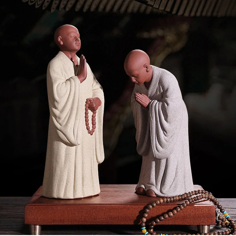 

Керамическая декоративная статуэтка молитвы маленького монаха, Современная Художественная Скульптура для дома, гостиной, спальни, чайной ...