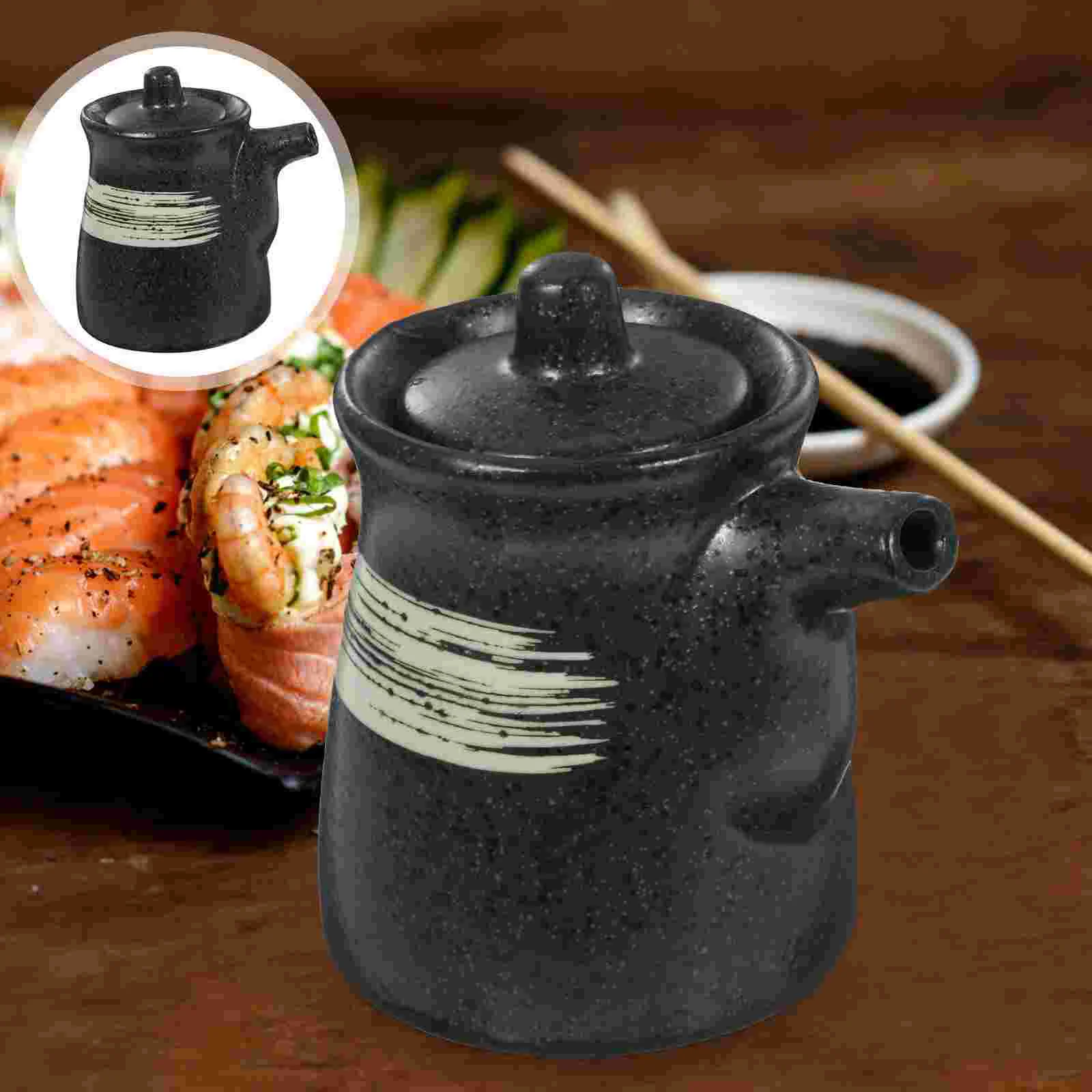 

2 Pcs Multifunction Ceramic Oil Pot Soy Sauce Ceramics Seasoning Storage Bottle