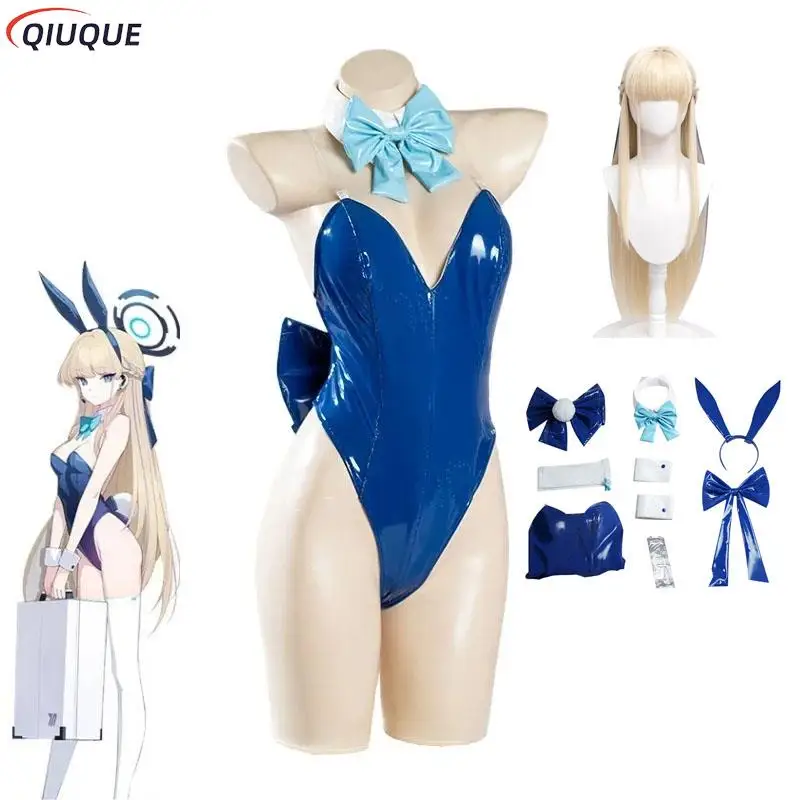 Фото Игра Синий Архив Asuma Toki Косплей Костюм Парик Сексуальный Kawaii Bunny Girl Комбинезон Женщины Фантазия Одежда для Хэллоуина №1